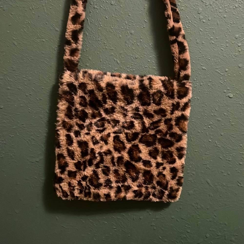 cheetah faux fur purse